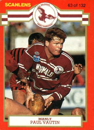 1986 Scanlens Common Card - Base 063 Paul Vautin Manly Sea Eagles