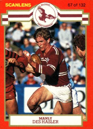 1986 Scanlens Common Card - Base 067 Des Hasler Manly Sea Eagles