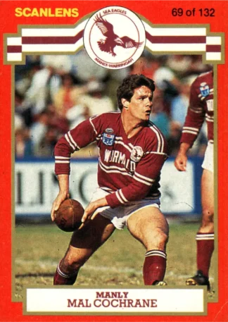 1986 Scanlens Common Card - Base 069 Mal Cochrane Manly Sea Eagles