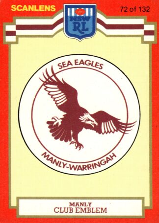 1986 Scanlens Common Card - Base 072 Logo Manly Sea Eagles