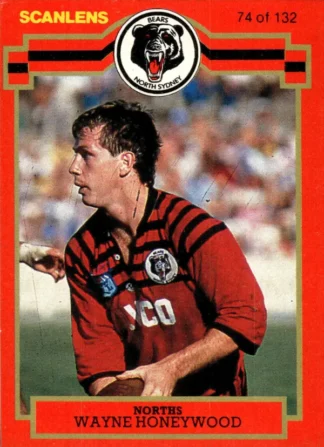1986 Scanlens Common Card - Base 074 Wayne Honeywood North Sydney Bears