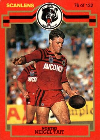 1986 Scanlens Common Card - Base 076 Neigel Tait North Sydney Bears