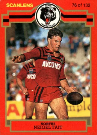 1986 Scanlens Common Card - Base 076 Neigel Tait North Sydney Bears