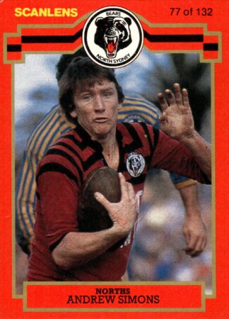 1986 Scanlens Common Card - Base 077 Andrew Simons North Sydney Bears