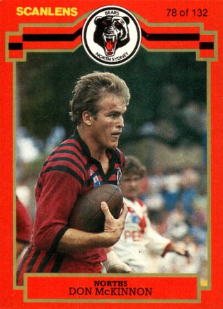 1986 Scanlens Common Card - Base 078 Don McKinnon North Sydney Bears