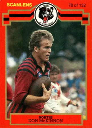 1986 Scanlens Common Card - Base 078 Don McKinnon North Sydney Bears
