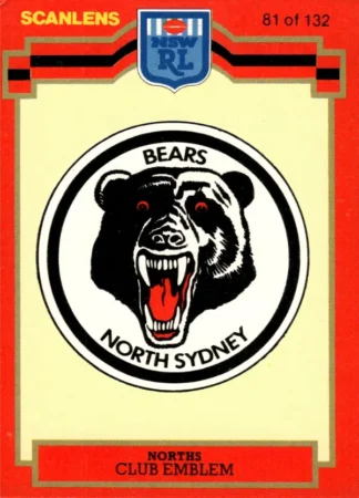 1986 Scanlens Common Card - Base 081 Logo North Sydney Bears