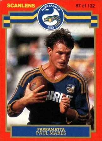 1986 Scanlens Common Card - Base 087 Paul Mares Parramatta Eels