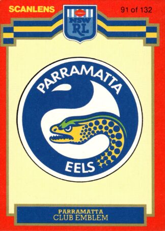 1986 Scanlens Common Card - Base 091 Logo Parramatta Eels