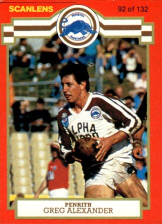 1986 Scanlens Common Card - Base 092 Greg Alexander Penrith Panthers