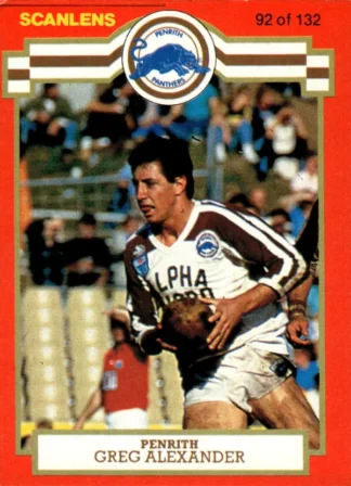 1986 Scanlens Common Card - Base 092 Greg Alexander Penrith Panthers
