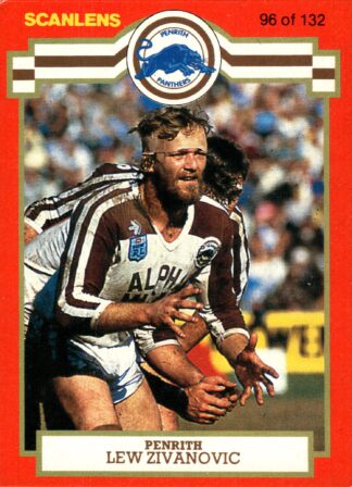 1986 Scanlens Common Card - Base 096 Lew Zivanovic Penrith Panthers