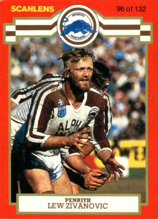 1986 Scanlens Common Card - Base 096 Lew Zivanovic Penrith Panthers