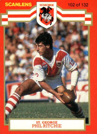 1986 Scanlens Common Card - Base 102 Phil Ritchie St George Dragons