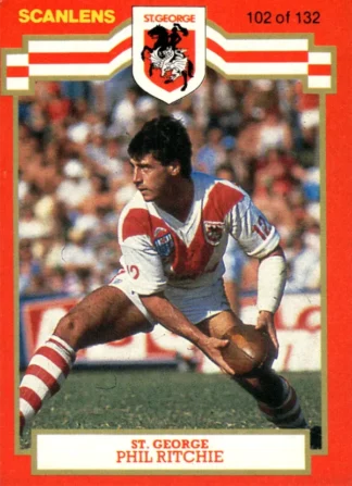1986 Scanlens Common Card - Base 102 Phil Ritchie St George Dragons