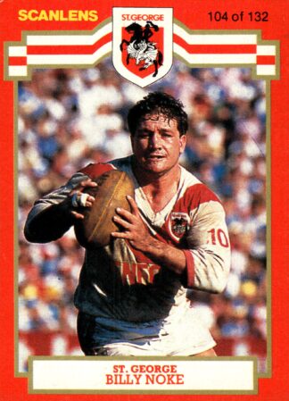 1986 Scanlens Common Card - Base 104 Billy Noke St George Dragons