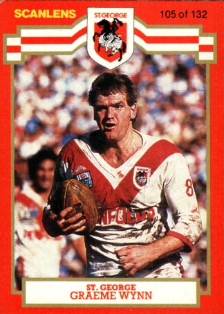 1986 Scanlens Common Card - Base 105 Graeme Wynn St George Dragons