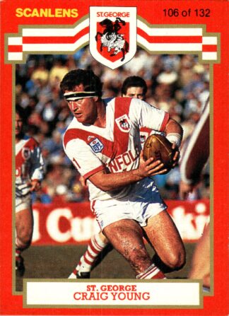 1986 Scanlens Common Card - Base 106 Craig Young St George Dragons
