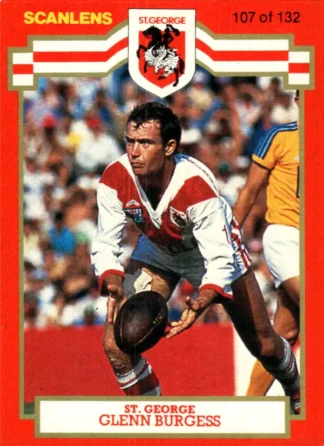 1986 Scanlens Common Card - Base 107 Glenn Burgess St George Dragons