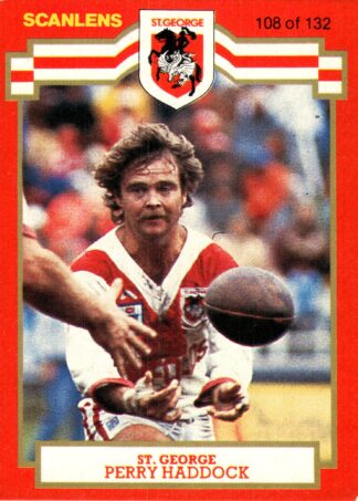 1986 Scanlens Common Card - Base 108 Perry Haddock St George Dragons