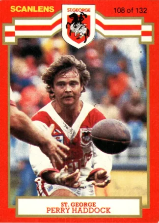 1986 Scanlens Common Card - Base 108 Perry Haddock St George Dragons