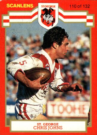 1986 Scanlens Common Card - Base 110 Chris Johns St George Dragons