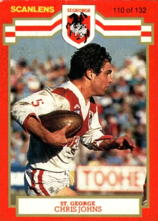 1986 Scanlens Common Card - Base 110 Chris Johns St George Dragons