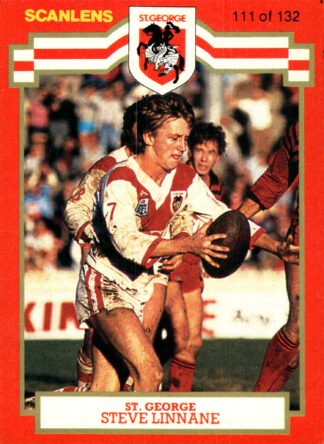 1986 Scanlens Common Card - Base 111 Steve Linnane St George Dragons