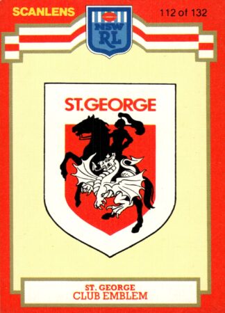 1986 Scanlens Common Card - Base 112 Logo St George Dragons