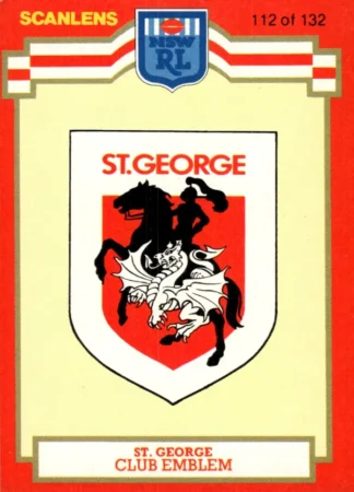 1986 Scanlens Common Card - Base 112 Logo St George Dragons