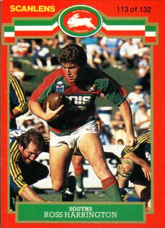1986 Scanlens Common Card - Base 113 Ross Harrington South Sydney Rabbitohs