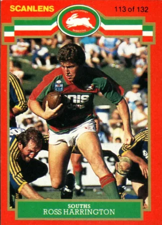 1986 Scanlens Common Card - Base 113 Ross Harrington South Sydney Rabbitohs