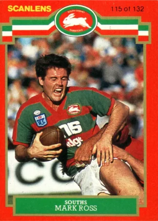 1986 Scanlens Common Card - Base 115 Mark Ross South Sydney Rabbitohs