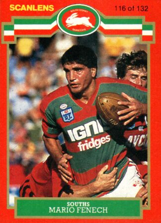 1986 Scanlens Common Card - Base 116 Mario Fenech South Sydney Rabbitohs