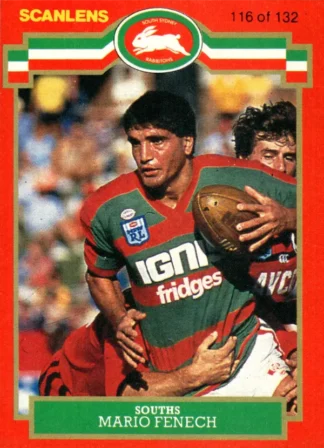 1986 Scanlens Common Card - Base 116 Mario Fenech South Sydney Rabbitohs