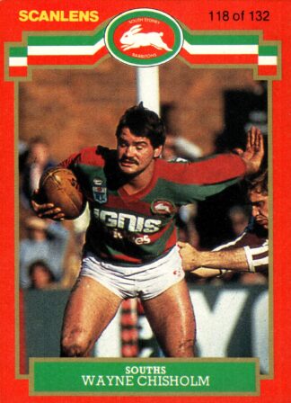 1986 Scanlens Common Card - Base 118 Wayne Chisholm South Sydney Rabbitohs