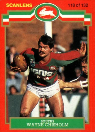 1986 Scanlens Common Card - Base 118 Wayne Chisholm South Sydney Rabbitohs