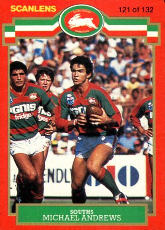 1986 Scanlens Common Card - Base 121 Michael Andrews South Sydney Rabbitohs