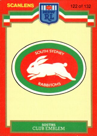 1986 Scanlens Common Card - Base 122 Logo South Sydney Rabbitohs