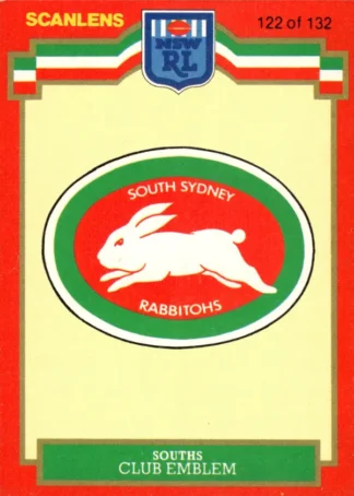 1986 Scanlens Common Card - Base 122 Logo South Sydney Rabbitohs