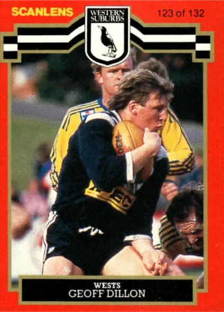 1986 Scanlens Common Card - Base 123 Geoff Dillon Western Suburbs Magpies