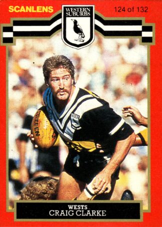 1986 Scanlens Common Card - Base 124 Craig Clarke Western Suburbs Magpies