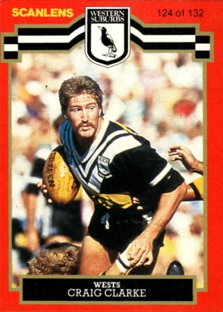 1986 Scanlens Common Card - Base 124 Craig Clarke Western Suburbs Magpies