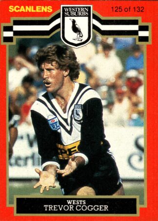 1986 Scanlens Common Card - Base 125 Trevor Cogger Western Suburbs Magpies