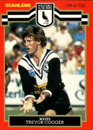 1986 Scanlens Common Card - Base 125 Trevor Cogger Western Suburbs Magpies