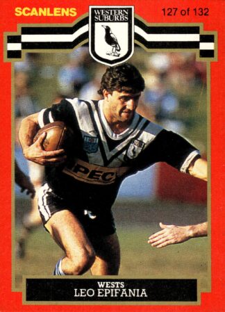 1986 Scanlens Common Card - Base 127 Leo Epifania Western Suburbs Magpies