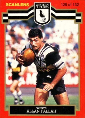 1986 Scanlens Common Card - Base 128 Allan Fallah Western Suburbs Magpies