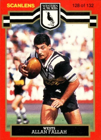 1986 Scanlens Common Card - Base 128 Allan Fallah Western Suburbs Magpies