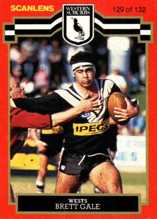 1986 Scanlens Common Card - Base 129 Brett Gale Western Suburbs Magpies