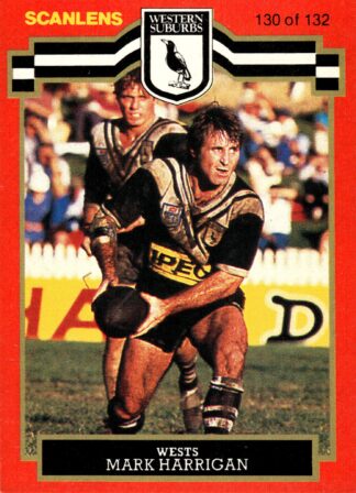 1986 Scanlens Common Card - Base 130 Mark Harrigan Western Suburbs Magpies